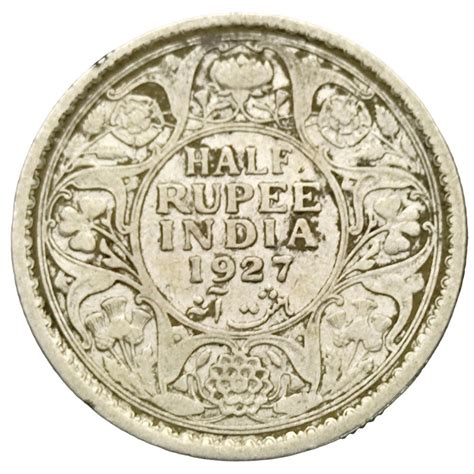 Rare Half Rupee 1927 Calcutta Mint Of George V King Emperor British