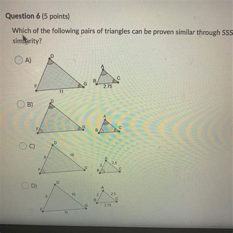 Which Of The Following Pairs Of Triangles Can Be Proven Similar Through