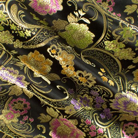 Blackmulti Floral Brocade Fabric By The Yard