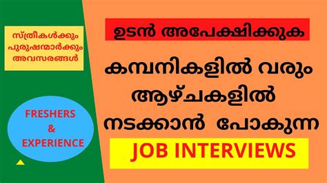 Kerala Company Jobs Freshers Experience Any Degree Anypg Btech