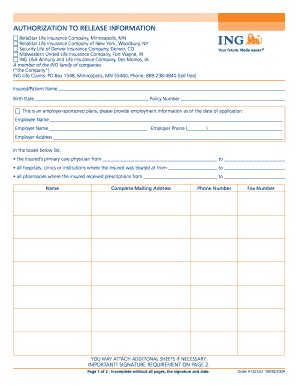 Fillable Online Sbcourts AUTHORIZATION TO RELEASE INFORMATION ING Fax