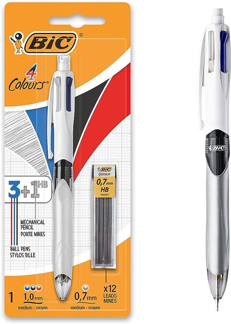 Bic 4 Colours Pen And Pencil Combo 3 Ballpoint Pens Medium 10mm Blue