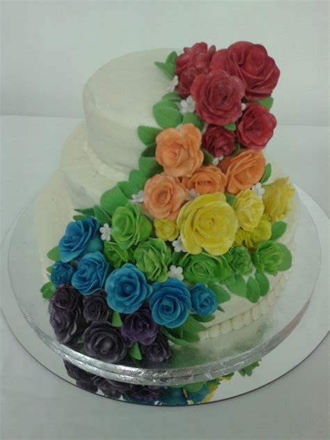 Rainbow Rose Wedding Cake - CakeCentral.com