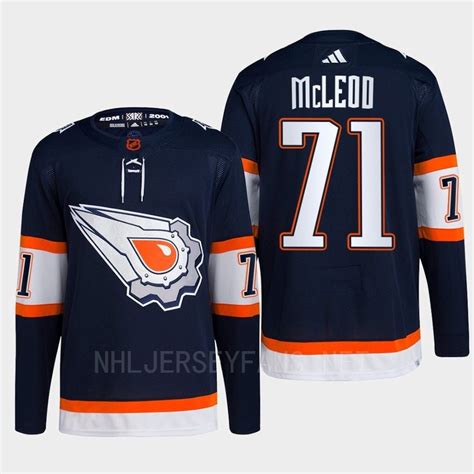 Edmonton Oilers Ryan Mcleod Navy Primegreen Reverse Retro Jerse