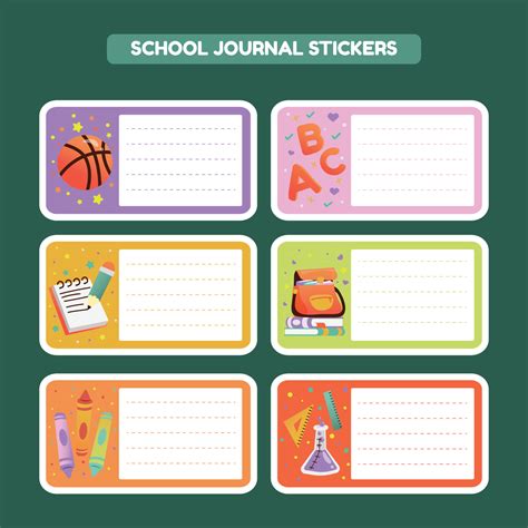 School Journal Sticker Labels 5673471 Vector Art at Vecteezy