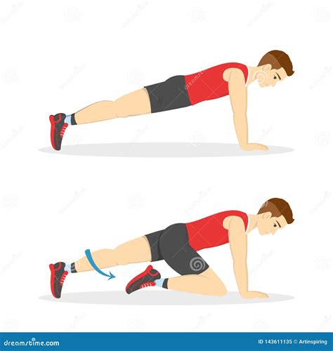 Mountain Climber Exercise for ABS. Workout in Gym Stock Vector ...