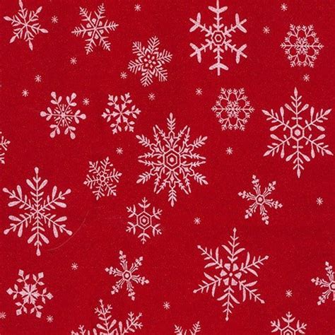 White Snowflakes On Red Glitter Cotton Fabric Cm X Cm Swatch Swatch