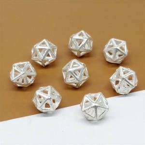 Sterling Silver Polygon Beads Faceted Beads Silver Polygon