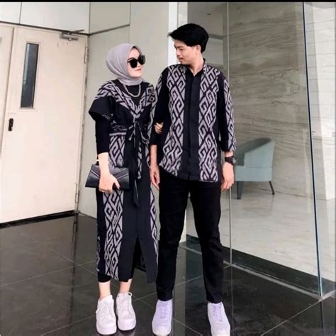 Jual Couple Tenun Clara Motif Toraja Hitam Dress Kondangan Aurora Maxi