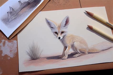 Dessin De Renard Fennec Avec Un Peu D aquarelle Ai Générative Photo