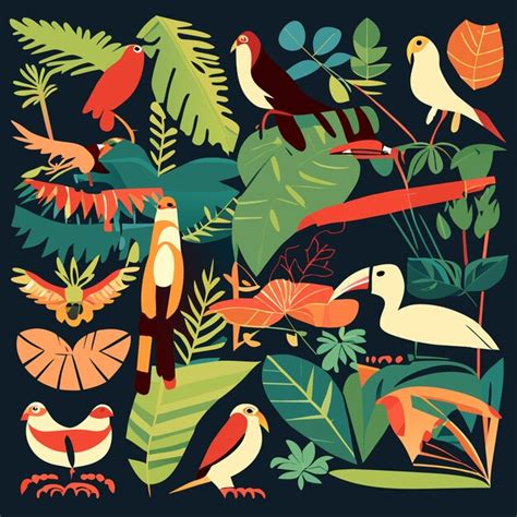 Premium Vector Rainforest Birds Clipart Collection