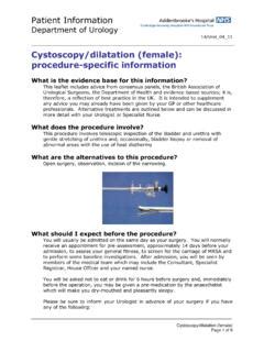 Cystoscopy/dilatation (female): procedure-specific … / cystoscopy ...