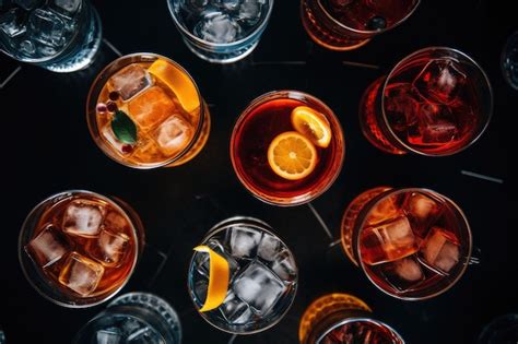 Premium AI Image View From Above Of Vibrant Cocktails Including