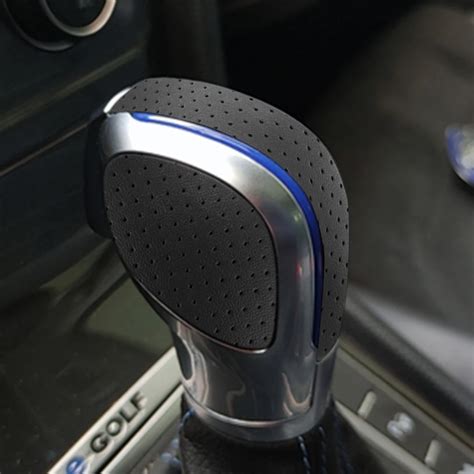 Dsg Gear Shift Knob Chrome With Holes Leather Blue Side Cover Gear Lever For Vw Golf