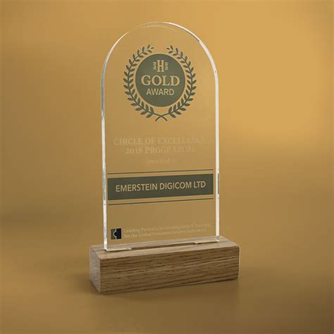 Standard Shaped Acrylic Awards With Plain Wood Base Britishmadeawards