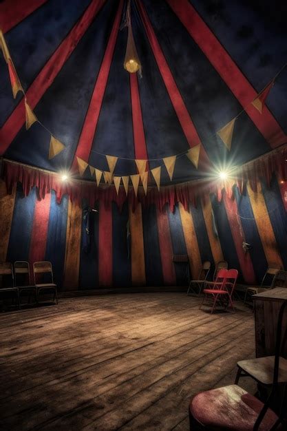 Premium AI Image | Circus tent interior with empty seats and spotlights ...