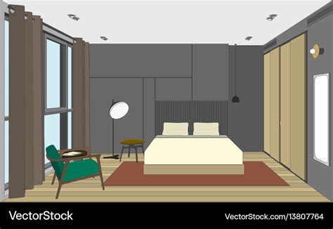 Bedroom perspective view Royalty Free Vector Image