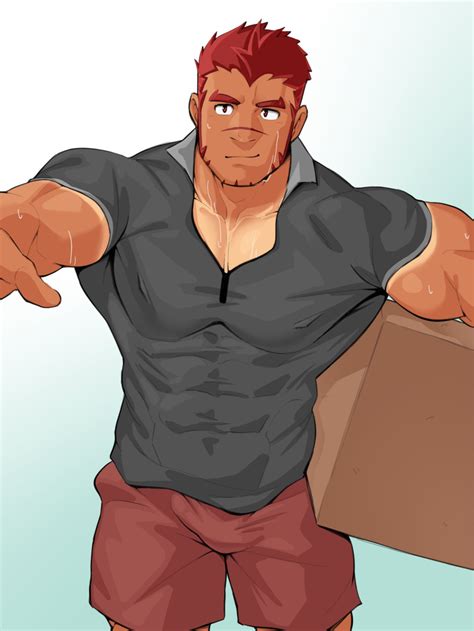 The Big Imageboard Tbib 1boy Akashi Live A Hero Bara Box Bulge Cardboard Box Carrying