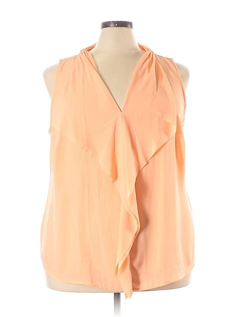 Lane Bryant 100 Polyester Solid Pink Sleeveless Blouse Size 28 Plus