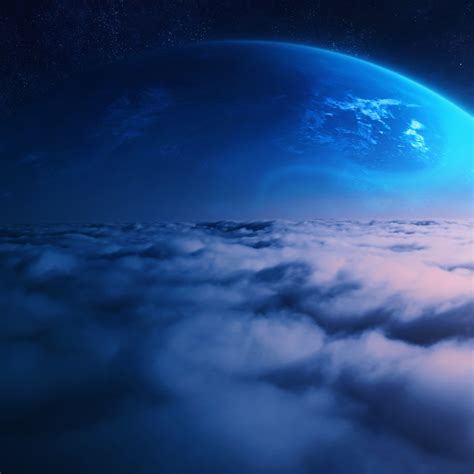 Planet Wallpaper 4K, Above clouds, Blue planet