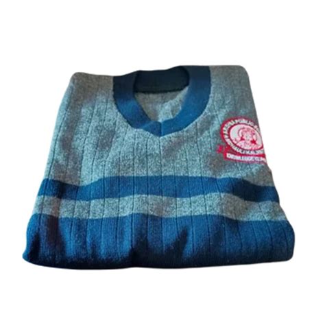 Winter Grey & Blue Woolen School Uniform Sweater, For Clothing, Size ...