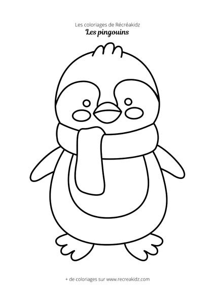 Coloriage pingouin mignon Dessin à colorier imprimer en PDF