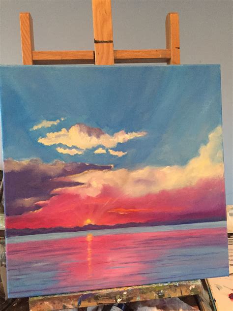 Pink sunset | Painting, Painting inspiration, Pink sunset