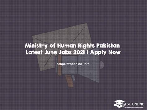 Ministry Of Human Rights Pakistan Latest June Jobs 2021 Apply Now