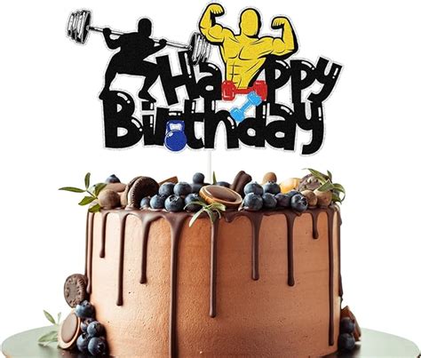 Amazon PYQWA GYM Weightlifting Happy Birthday Cake Topper For Men