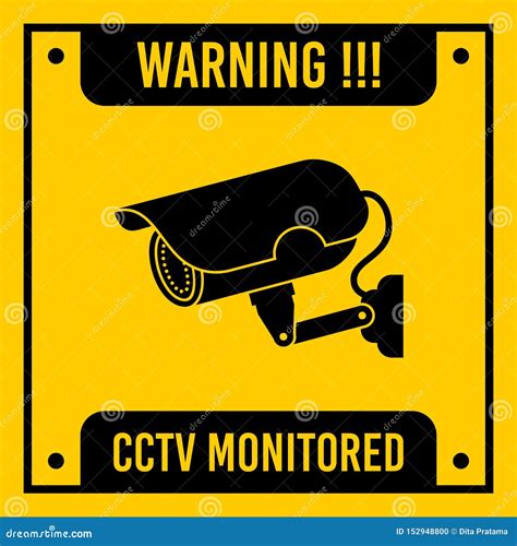 Yellow Cctv Monitored Vector Sign Stock Illustration Illustration