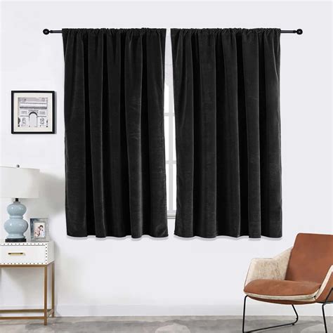 Joydeco Black Velvet Curtains Inch Length Panels Burg Set Luxury