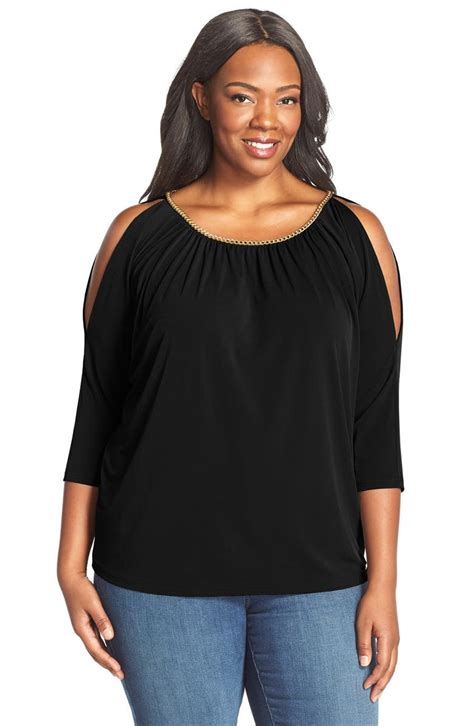 Michael Michael Kors Chain Neck Cold Shoulder Top Plus Size Nordstrom