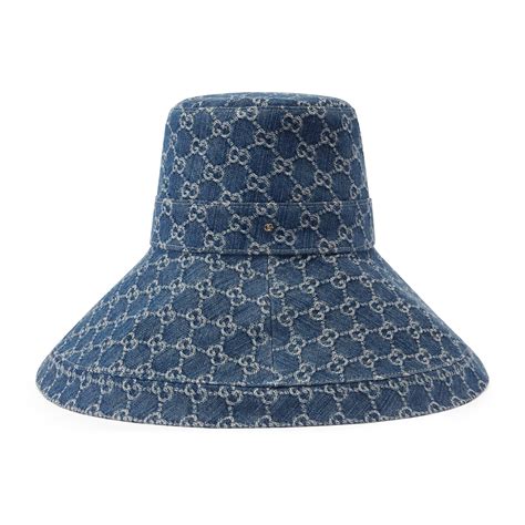 Gucci Eco Washed Denim Wide Brim Hat In Blue Lyst