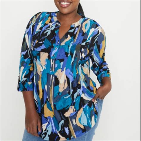 Roz Ali Tops Nwtroz Ali Sleeve Pintuck Popover Plus Size X