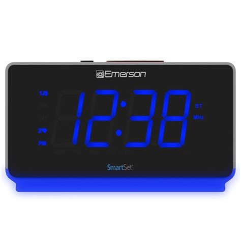 Emerson Smartset Alarm Clock Radio With Usb Charger Nightlight Bluetooth Speaker And Jumbo