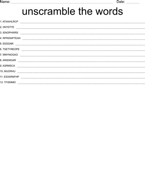 Unscramble The Words Wordmint