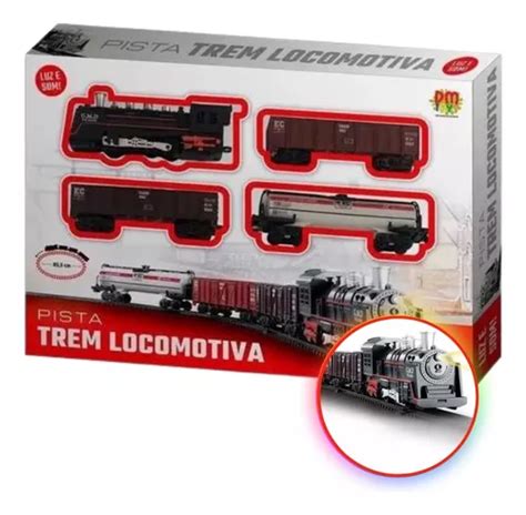 Trem Trenzinho Ferrorama Locomotiva Luz E Som Dm Toys