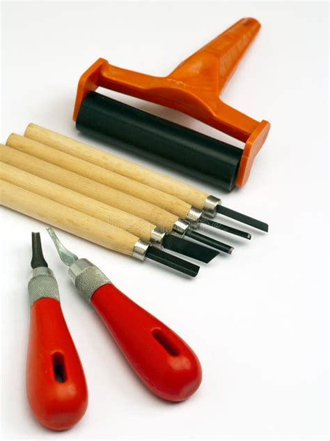 Linocut Materials and Tools Stock Image - Image of studio, linocut ...