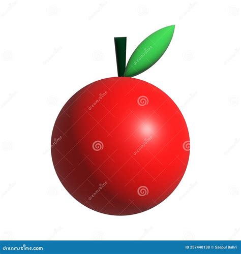 Red Apple 3d Render Fruits And Vegetables Illustration Isolated On