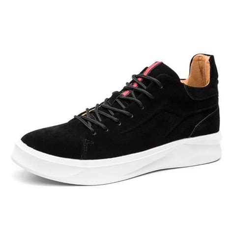 Chaussures Montantes Homme Mode Basket Skate En Cuir Noir