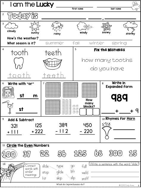 Free Homework Packets 2nd Grade