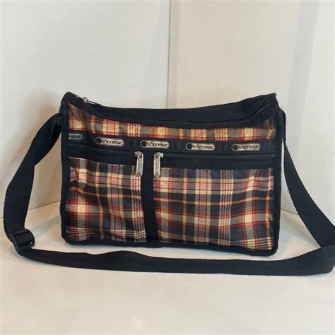 Lesportsac Bags Lesportsac Deluxe Everyday Bag Black Red Tan Plaid