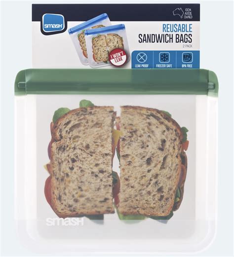 Reusable Sandwich Pouch 2 Pack Smash