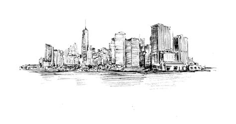 Premium Vector | Drawing of cityscape pencil style