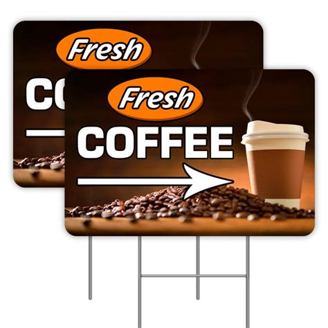 2 Pack Fresh Coffee Arrow Yard Signs 16 X 24 Double Sided Print