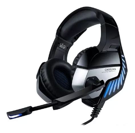 Fone De Ouvido Over Ear Gamer Onikuma Gamer K Pro Preto E Azul Luz