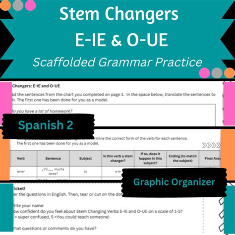 Spanish Stem Changers E Ie And O Ue Grammar Practice Made By Teachers