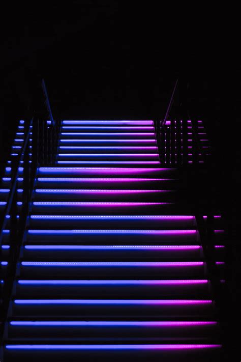 Stairs Steps Backlight Dark Blue Purple HD Phone Wallpaper Peakpx