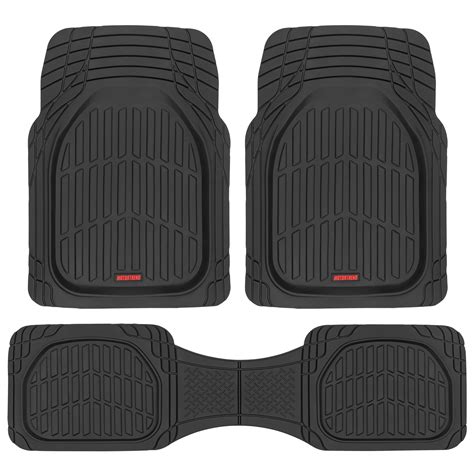 Motor Trend Original Flextough Black Rubber Car Floor Mats With Trunk Cargo Liner All Weather