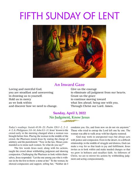 Prayer And Reflection On The 5th Sunday Of Lent — St Benedict Parish